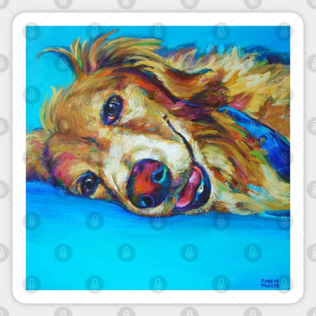 Bailey the Cute GOLDEN RETRIEVER Sticker by RobertPhelpsArt